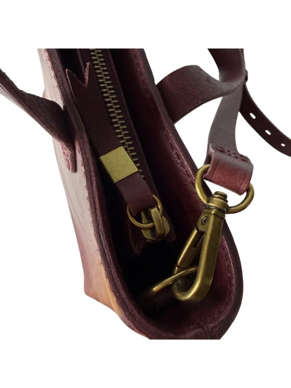 NWT Madewell Women's Crossbody Leather Bag Zip-Top Transport Dark Cabernet Red